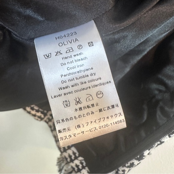 Anne Fontaine Olivia Ruffle Houndstooth Black White Designer Jacket Women’s Sz 2 - Picture 4 of 6